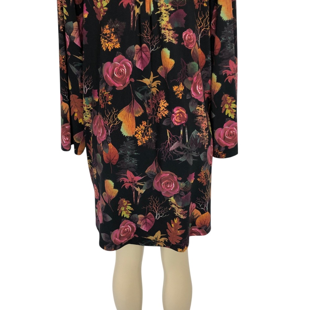 Serengeti Multicolor Floral Print Tunic Top Size 3X Button Front Boho Office - Picture 6 of 14